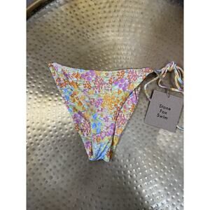 NWT Stone Fox Swim River Bottom Flower Fields L Side Tie High Rise Brazilian